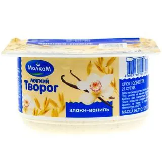 Творог мягкий Молком 6% п/ст Злаки-ваниль, 125 г