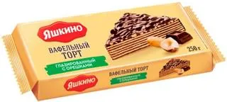 Торт вафельный Яшкино шоколадный с фундуком, 250 г